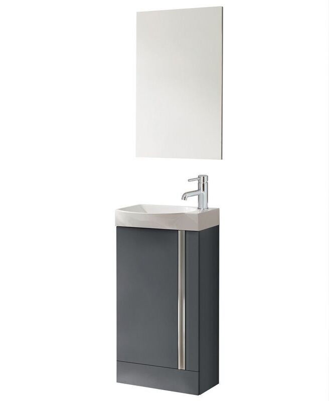SONAS Prague 45cm Gloss Grey Floor Standing Vanity Pack with Mirror
