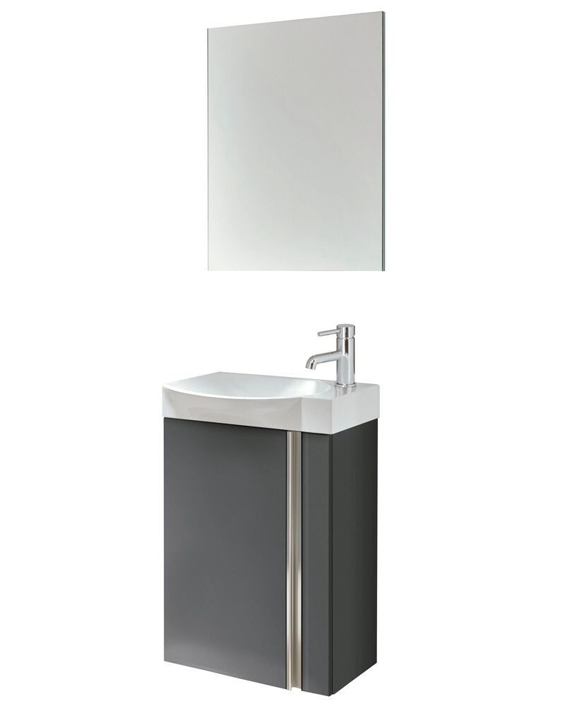 SONAS Prague 45cm Gloss Grey Wall Hung Vanity Pack with Mirror