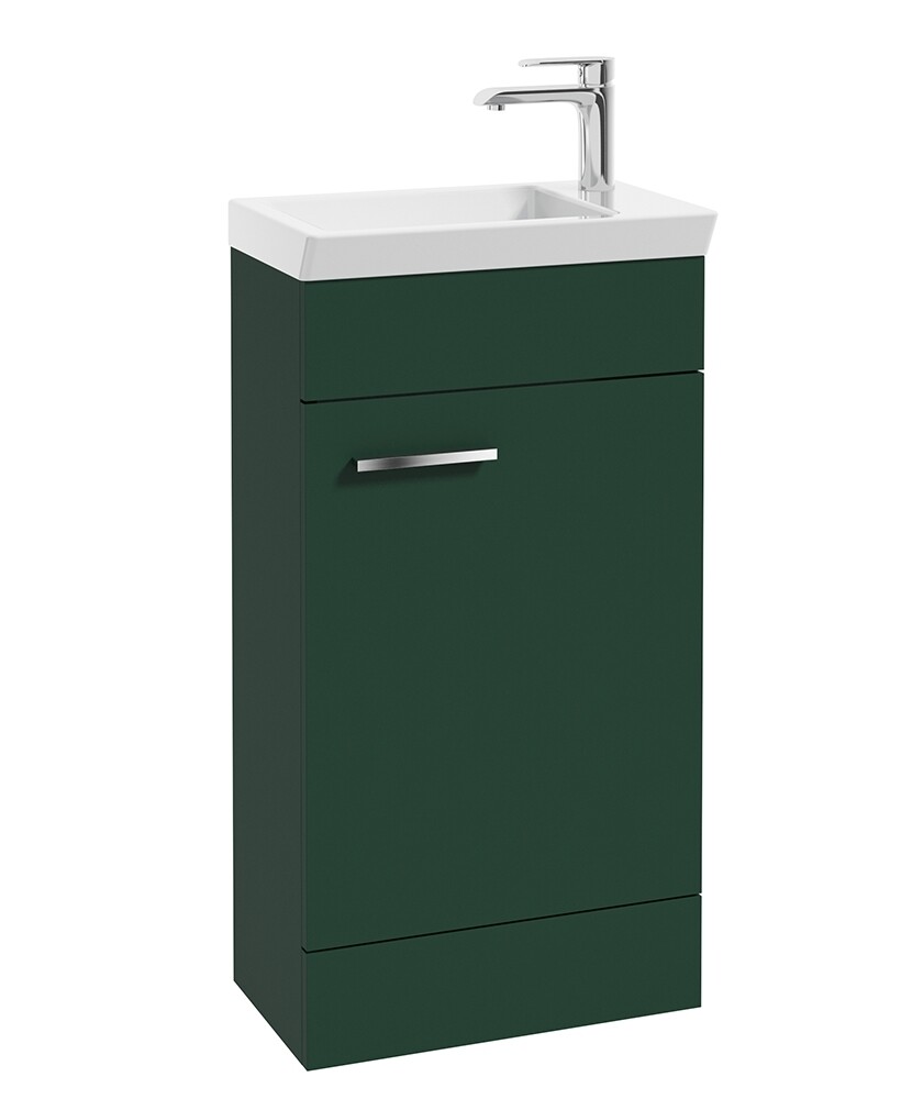 SONAS Charm 45cm Matt Green Floor Standing Cloakroom Vanity Unit- Chrome Hardware