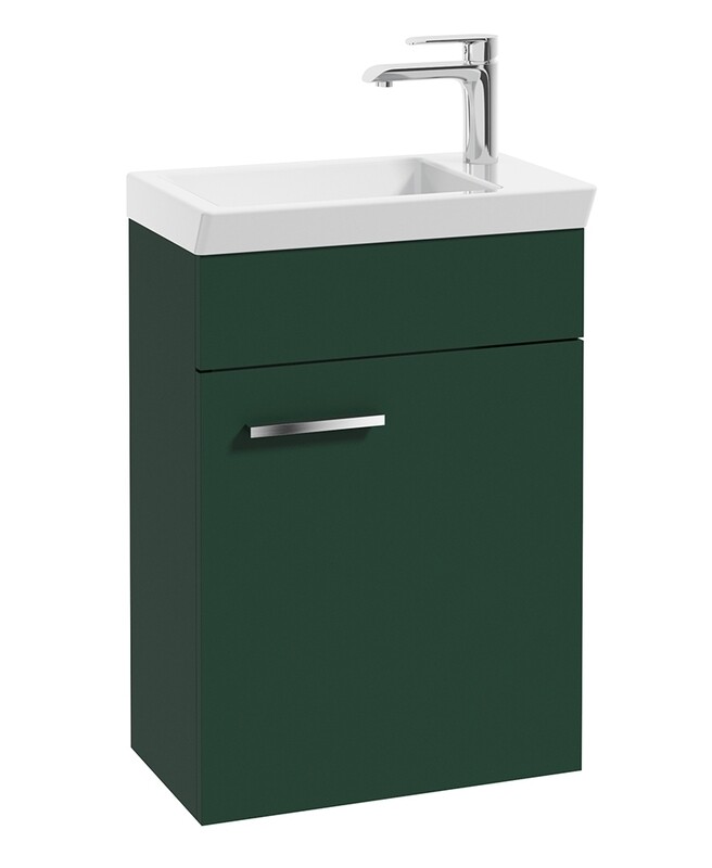 SONAS Charm 45cm Matt Green Wall Hung Cloakroom Vanity Unit- Chrome Hardware
