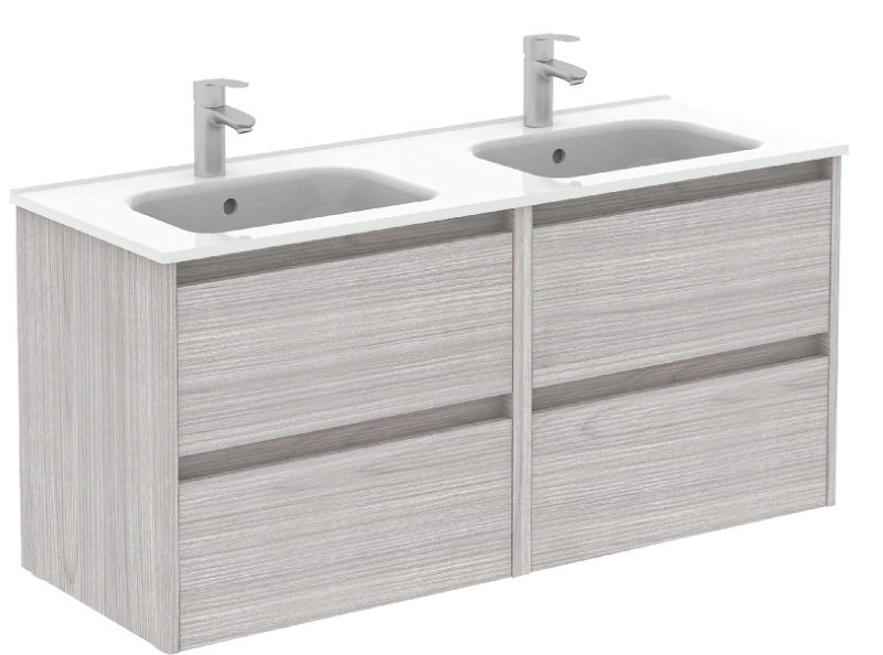 SONAS Smart 120cm Sandy Grey Wall Hung 4 Drawer Double Vanity Unit