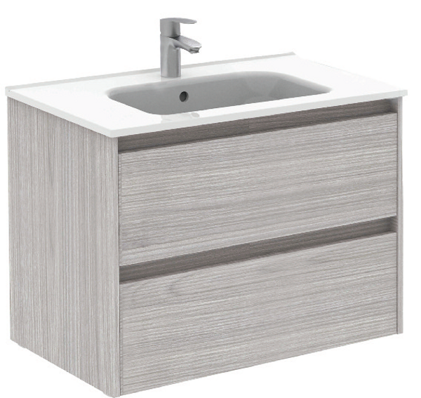 SONAS Smart 80cm Sandy Grey Wall Hung 2 Drawer Vanity Unit