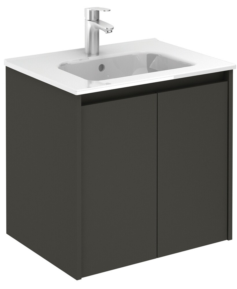 SONAS Smart 60cm Gloss Grey Wall Hung 2 Door Vanity Unit