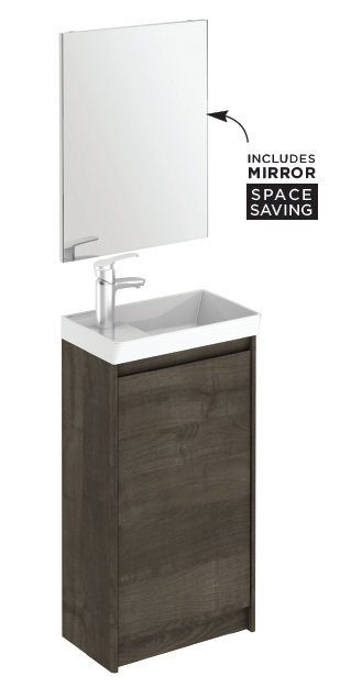 SONAS Dijon 45cm Samara Ash Floor Standing Cloakroom Pack with Mirror