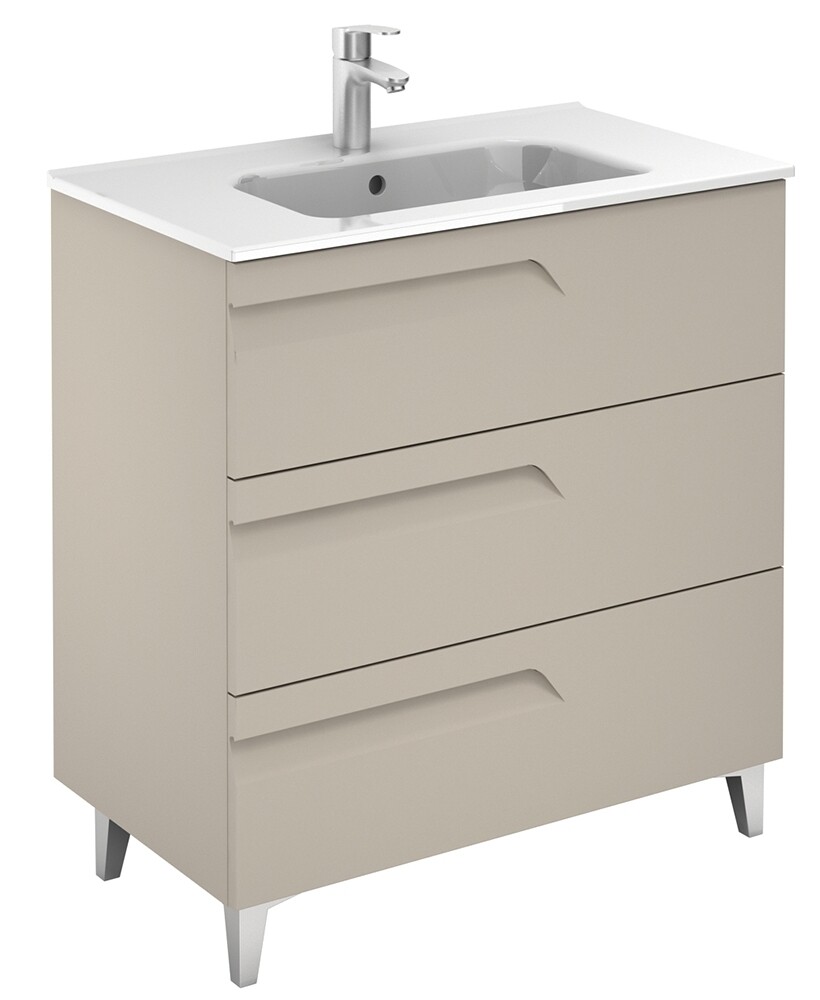 SONAS Brava 80cm Smokey Matt 3 Drawer Floor Standing Vanity Unit