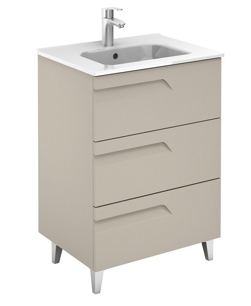 SONAS Brava 60cm Smokey Matt 3 Drawer Floor Standing Vanity Unit