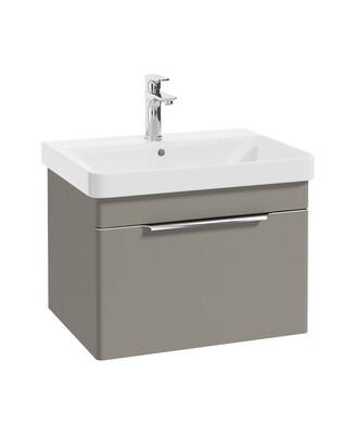 SONAS Vagar 60cm Khaki Matt 1 Drawer Wall Hung Vanity Unit- Chrome Hardware