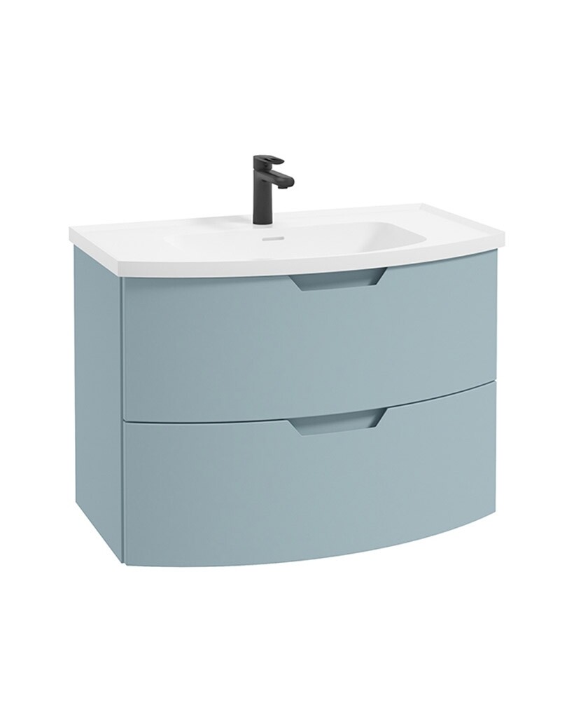 SONAS Arc 80cm Morning Sky Blue Matt 2 Drawer Wall Hung Vanity Unit