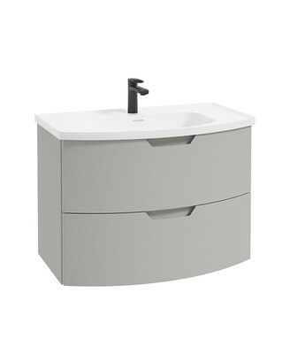 SONAS Arc 80cm Artic Grey Matt 2 Drawer Wall Hung Vanity Unit
