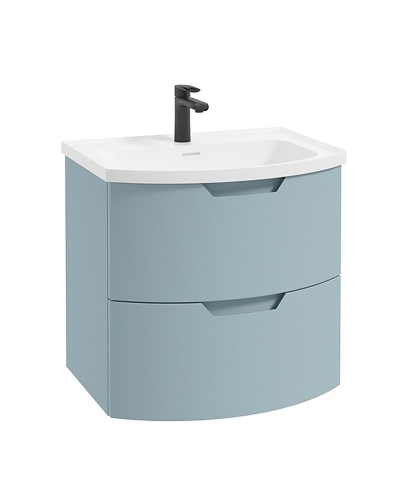 SONAS Arc 60cm Morning Sky Blue Matt 2 Drawer Wall Hung Vanity Unit