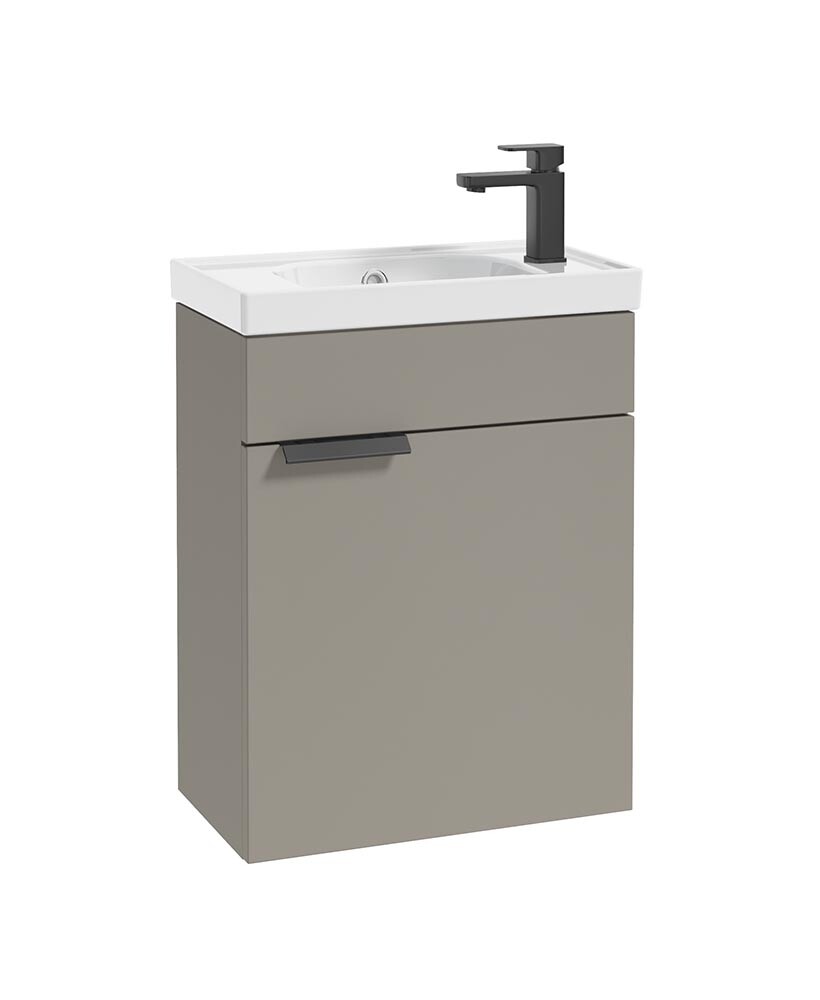 SONAS Stockholm 50cm Wall Hung Cloakroom Vanity Unit Khaki Matt- Matt Black Hardware