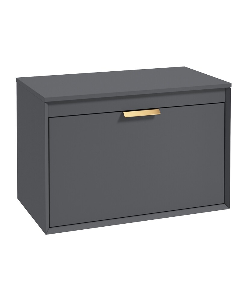 SONAS Fjord 80cm Wall Hung Countertop Unit Midnight Grey Matt - Brushed Gold Hardware