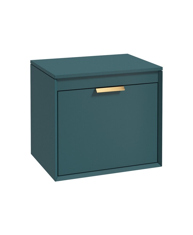 SONAS Fjord 60cm Wall Hung Countertop Unit Ocean Blue Matt- Brushed Gold Hardware