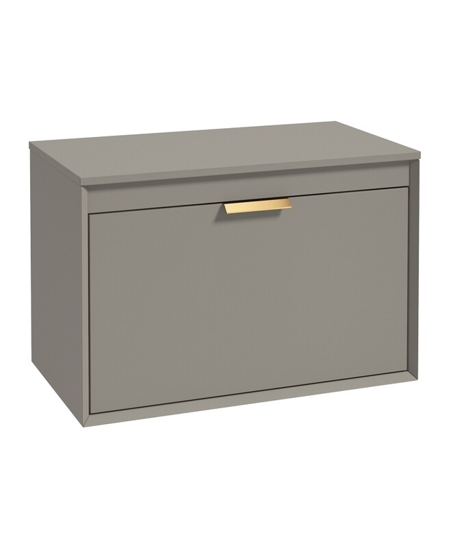 SONAS Fjord 80cm Wall Hung Countertop Unit Khaki Matt- Brushed Gold Hardware