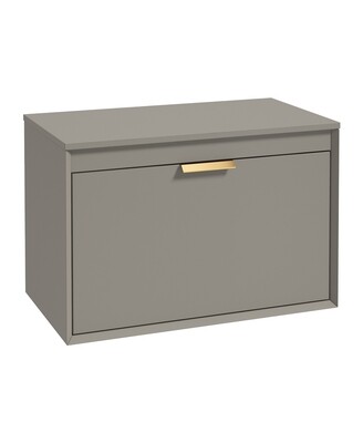 SONAS Fjord 80cm Wall Hung Countertop Unit Khaki Matt- Brushed Gold Hardware