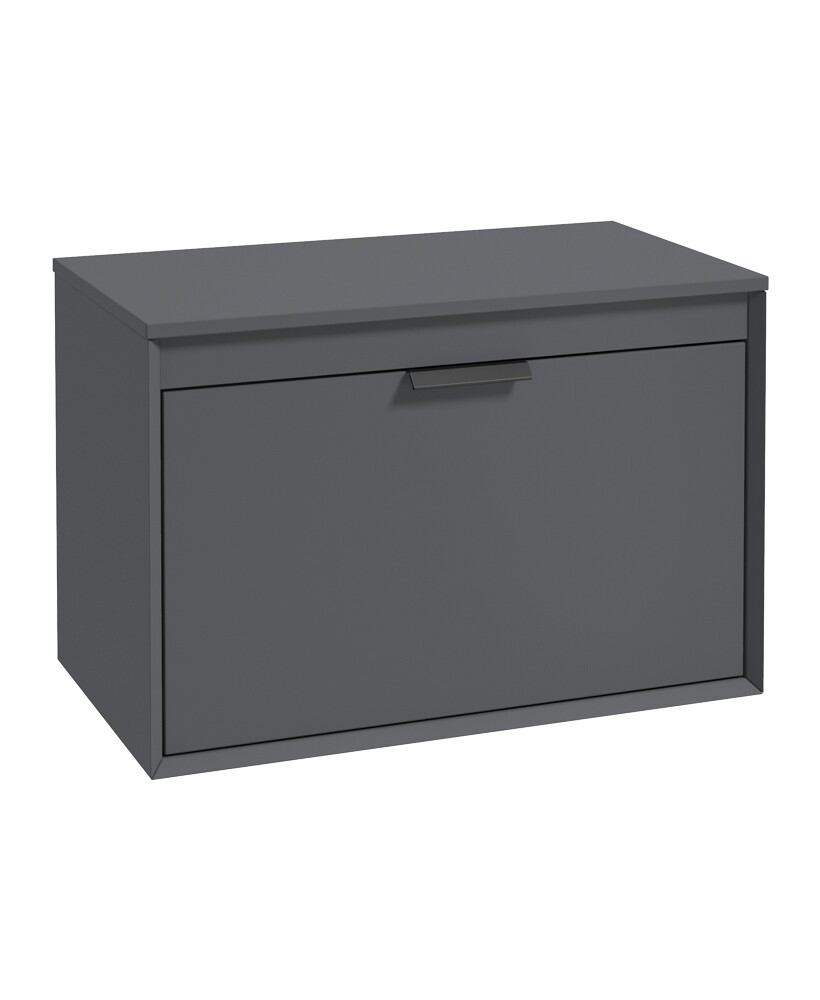 SONAS Fjord 80cm Wall Hung Countertop Unit Midnight Grey Matt - Matt Black Hardware
