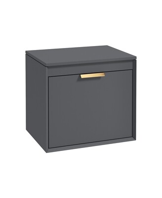 SONAS Fjord 60cm Wall Hung Countertop Unit Midnight Grey Matt- Brushed Gold Hardware