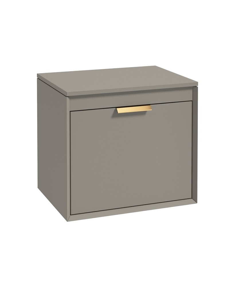 SONAS Fjord 60cm Wall Hung Countertop Unit Khaki Matt- Brushed Gold Hardware