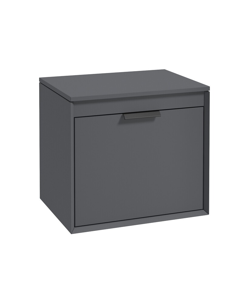 SONAS Fjord 60cm Wall Hung Countertop Unit Midnight Grey Matt- Matt Black Hardware