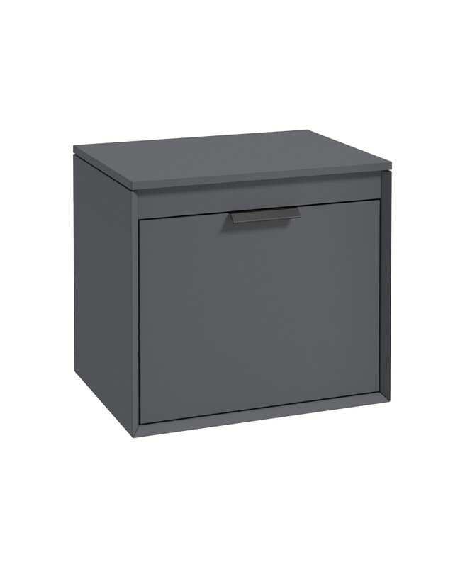 SONAS Fjord 60cm Wall Hung Countertop Unit Midnight Grey Matt- Matt Black Hardware