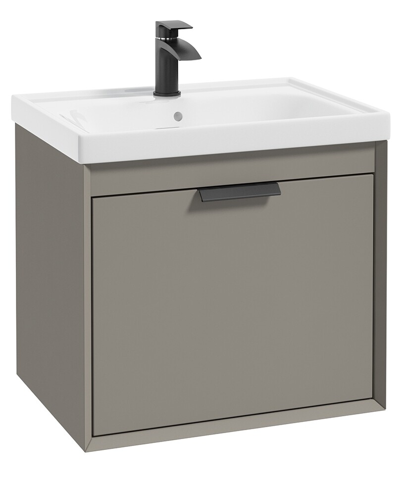 SONAS Fjord 60cm Wall Hung Vanity Unit Khaki Matt- Matt Black Hardware