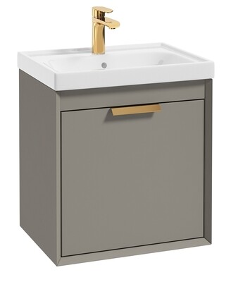 SONAS Fjord 50cm Wall Hung Vanity Unit Khaki Matt- Brushed Gold Hardware