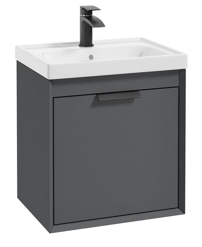 SONAS Fjord 50cm Wall Hung Vanity Unit Midnight Grey Matt- Matt Black Hardware SONAS Fjord 50cm Wall Hung Vanity Unit Midnight Grey Matt- Matt Black Hardware