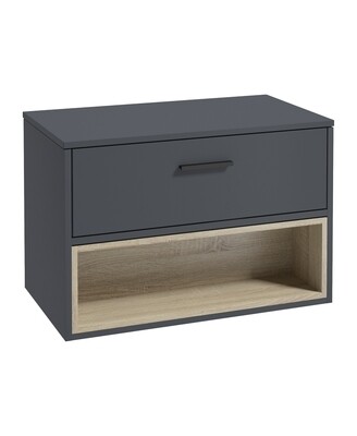 SONAS Malmo 80cm Wall Hung Countertop Vanity Unit Night Sky Blue - Matt Black Hardware