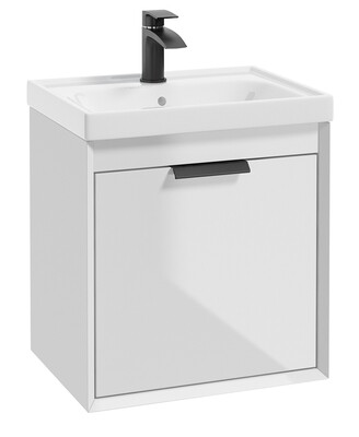 SONAS Fjord 50cm Wall Hung Vanity Unit Gloss White- Matt Black Hardware