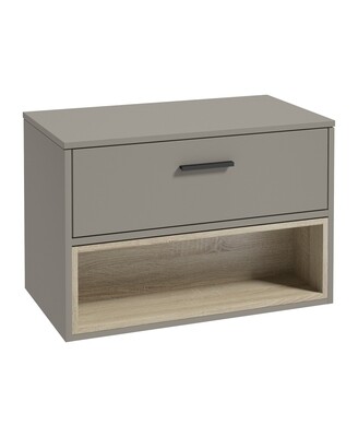 SONAS Malmo 80cm Wall Hung Countertop Vanity Unit Khaki Matt- Matt Black Hardware