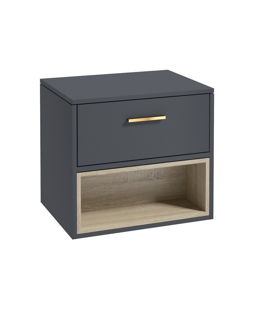 SONAS Malmo 60cm Wall Hung Countertop Vanity Unit Night Sky Blue - Brushed Gold Hardware