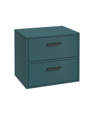 SONAS Finland 60cm 2 Drawer Wall Hung Countertop Unit Ocean Blue Matt -Matt Black Hardware