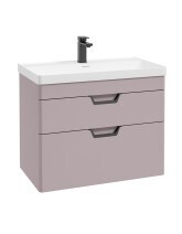 SONAS Freya 80cm 2 Drawer Wall Hung Vanity Unit Cashmere Pink Matt - Matt Black Hardware