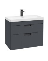 SONAS Freya 80cm 2 Drawer Wall Hung Vanity Unit Night Sky Blue Matt - Matt Black