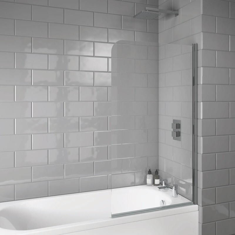 1400x800 Curved Chrome Bath Screen