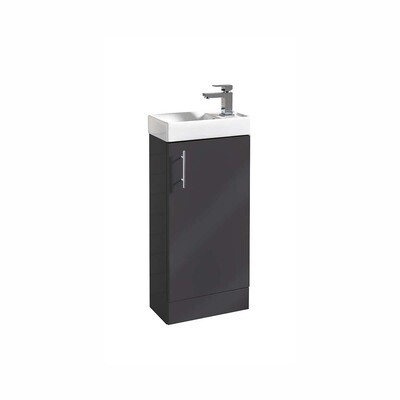Floor Standing Cloakroom Vanity Unit- Gloss Anthracite with Chrome Hardware
