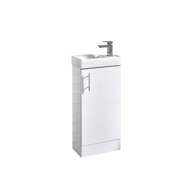 Floor Standing Cloakroom Vanity Unit- Gloss White with Chrome Hardware
