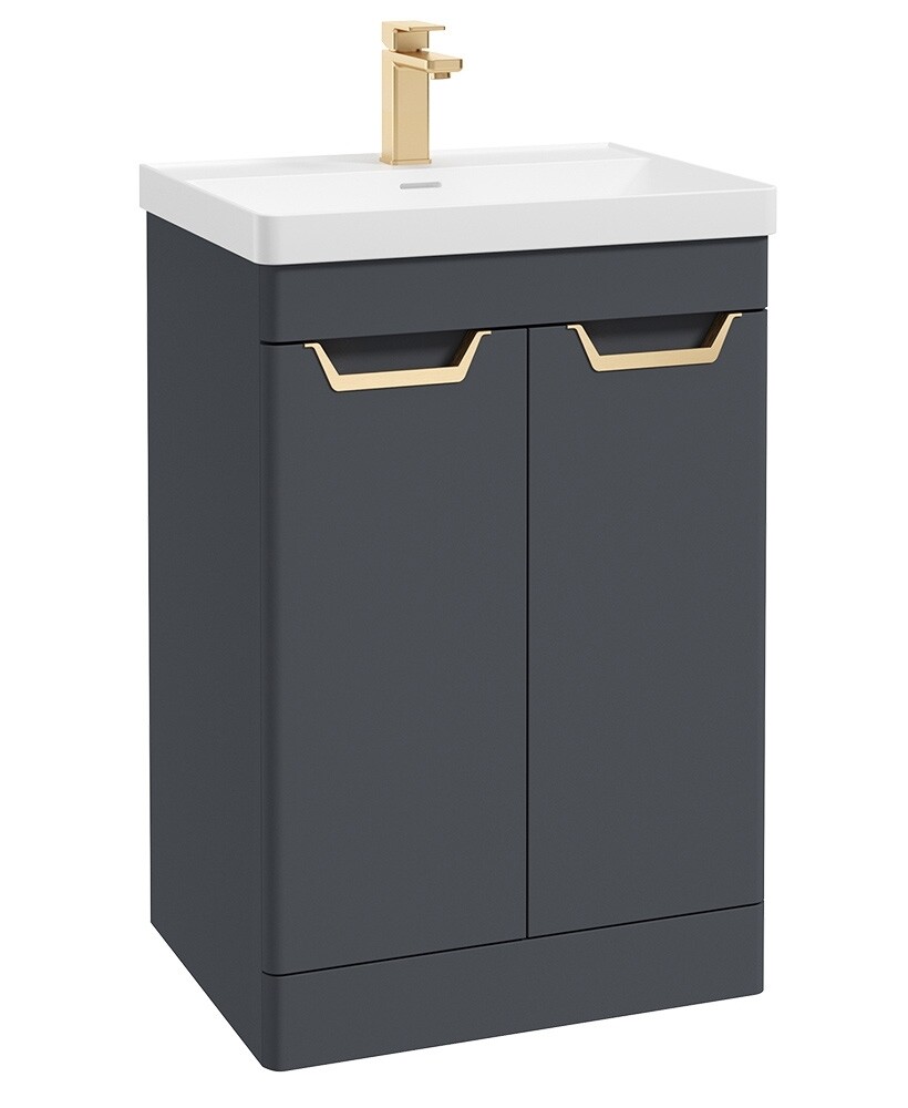 SONAS Freya 60cm 2 Door Floor Standing Vanity Unit Night Sky Blue Matt- Brushed Gold Hardware SONAS Freya 60cm 2 Door Floor Standing Vanity Unit Night Sky Blue Matt- Brushed Gold Hardware