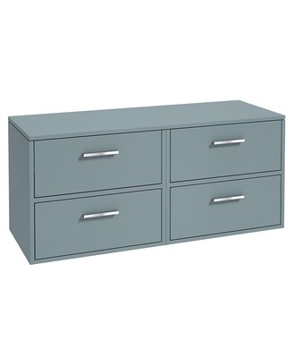SONAS FINLAND 120cm Matt Coral Green Countertop Wall Hung Vanity Unit - Brushed Chrome Handle