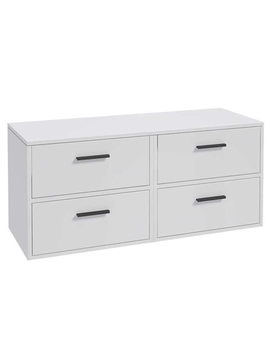 SONAS FINLAND 120cm Matt White Countertop Wall Hung Vanity Unit -Matt Black Handle