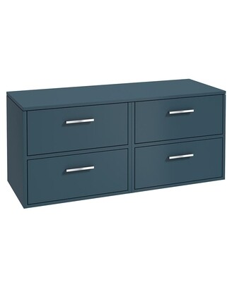 SONAS FINLAND 120cm Ocean Blue Matt Countertop Wall Hung Vanity Unit - Brushed Chrome Handle