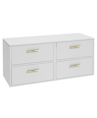 SONAS FINLAND 120cm Matt White Countertop Wall Hung Vanity Unit -Brushed Gold Handle