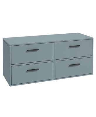 SONAS FINLAND 120cm Matt Coral Green Countertop Wall Hung Vanity Unit -Matt Black Handle