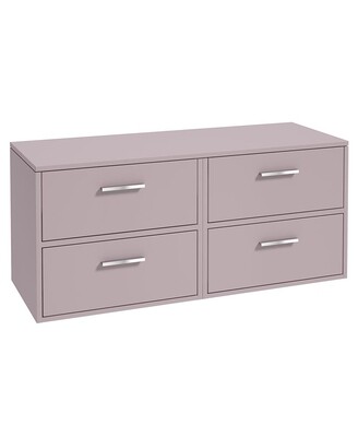 SONAS FINLAND 120cm Cashmere Pink Matt Countertop Wall Hung Vanity Unit - Brushed Chrome Handle
