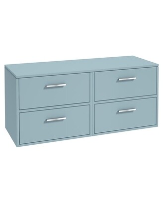 SONAS FINLAND 120cm Morning Sky Blue Matt Countertop Wall Hung Vanity Unit - Brushed Chrome Handle