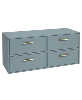 SONAS FINLAND 120cm Matt Coral Green Countertop Wall Hung Vanity Unit -Brushed Gold Handle