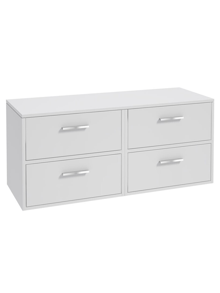 SONAS FINLAND 120cm Matt White Countertop Wall Hung Vanity Unit - Brushed Chrome Handle