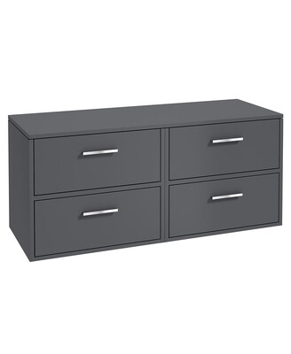 SONAS FINLAND 120cm Midnight Grey Matt Countertop Wall Hung Vanity Unit - Brushed Chrome Handle