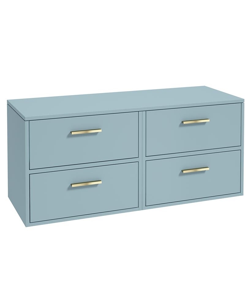 SONAS FINLAND 120cm Morning Sky Blue Matt Countertop Wall Hung Vanity Unit -Brushed Gold Handle
