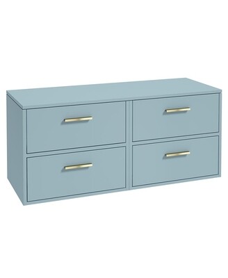 SONAS FINLAND 120cm Morning Sky Blue Matt Countertop Wall Hung Vanity Unit -Brushed Gold Handle